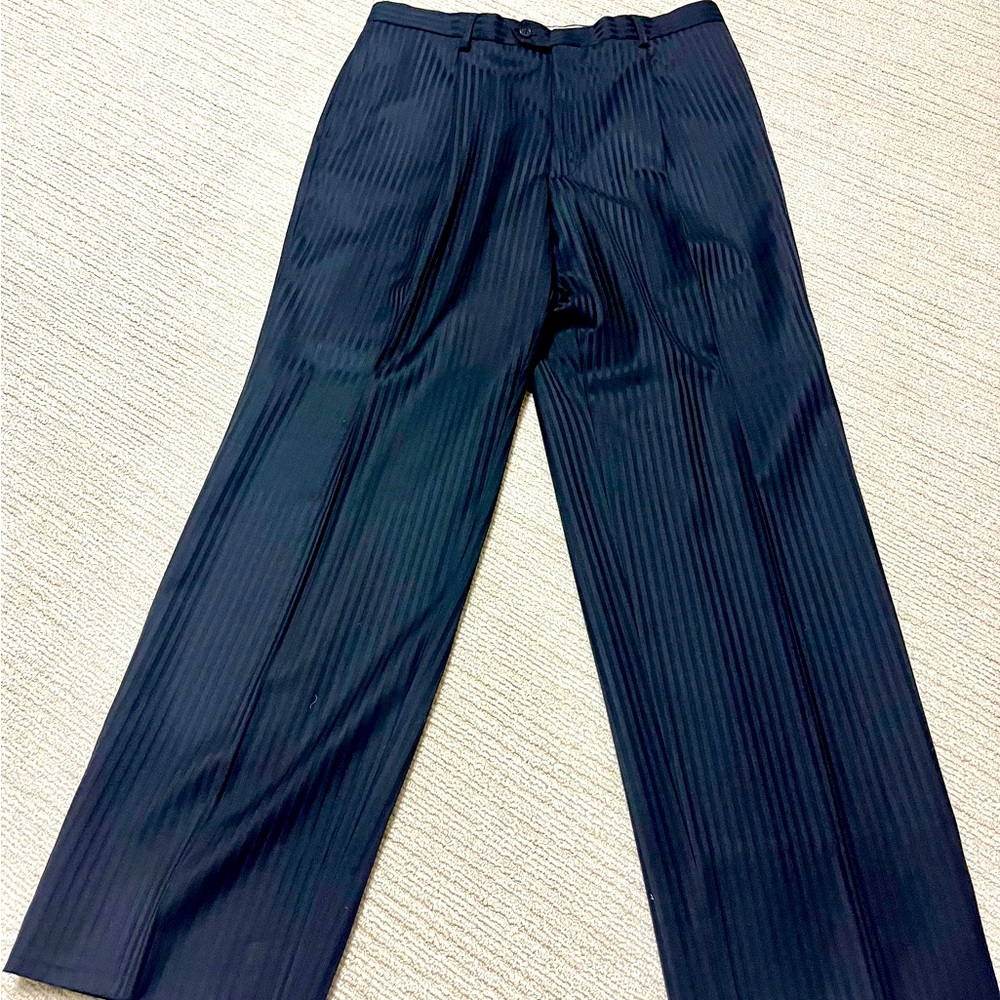 Valentino- Made In Italy, Men’s Trousers, Black Tone On Tone Stripe Sz 36/52 EU